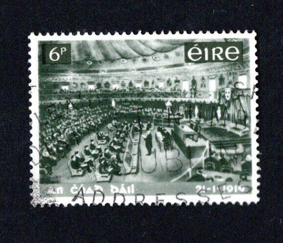 1969 Ireland 50th Anniversary of the First Meeting of Dail Eireann Commemorative Stamp error "seat flaw" used