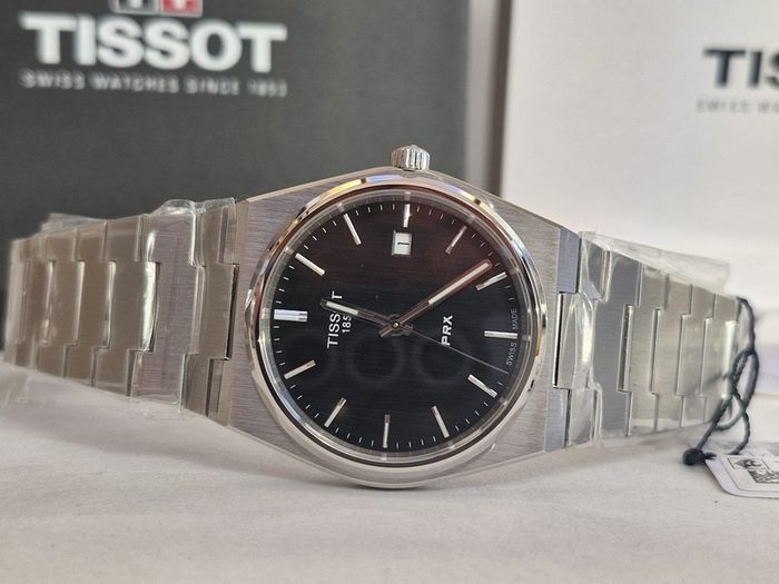 Tissot PRX 40mm Black Dial Steel Case Bracelet Watch T1374101105100