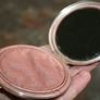 Vintage  England White Enamel Compact Flowers Makeup Mirror Image 3
