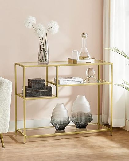 Console table gold glass and metal console table