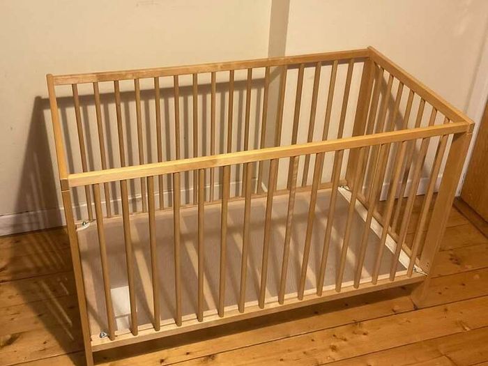 Large Wooden Baby Cot | Natural Wood Finish