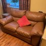 3 + 2 Seater Brown Leather Couches Image 2