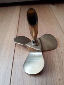 Vintage Nautical Brass Ships Propeller Desks Pen Holder ( Paper Weight  )