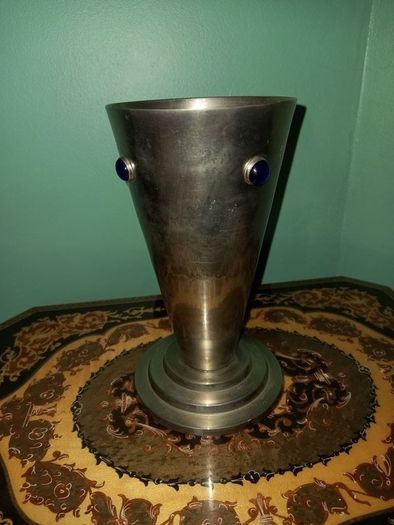 Arts and Crafts Silver Tone Metal Vase