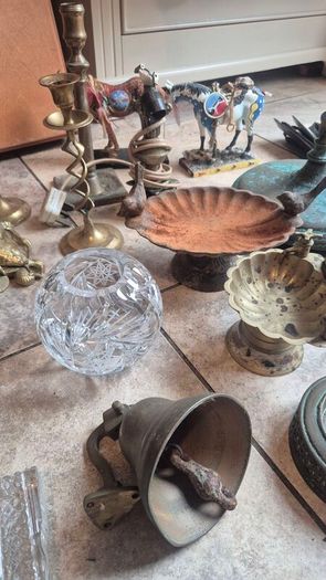 old vintage classic retro brass crystal ornaments