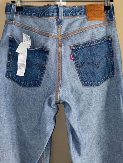 Levis Reversible 2-in-1 Baggy Dads Jeans W29/L30 UK 10 Relaxed Fit Light Blue Wash Utility Baggy Wide Leg