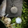 Mushroom Pocket Watch on Long Brass Chain Wonderland Fantasy White Rabbit Image 3