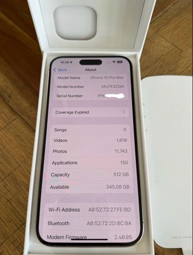 iPhone 15 pro max 512gb unlocked otterbox xt 89% battery