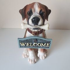 Boxer with welcome sign ornament