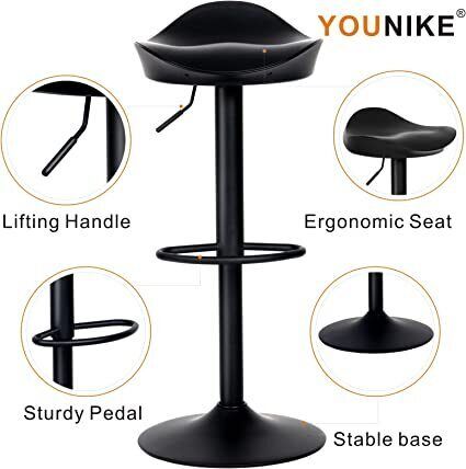 Set of 2 Bar Stools with Adjustable Height