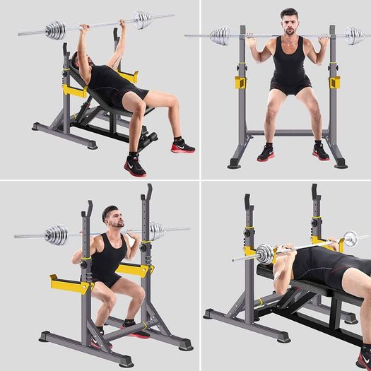 _Squat Rack Adjustable Multi-Function Barbell Rack Dip Stand Gym Family Fitness Lifting Bench Press Push up Strength Training Dumbbell Rack