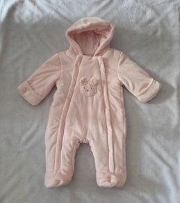 0-3m, Bnwot M&S Soft Velour Bear All-in-One Pramsuit