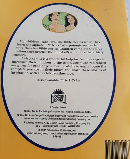 vintage new Bible book with stickers for children