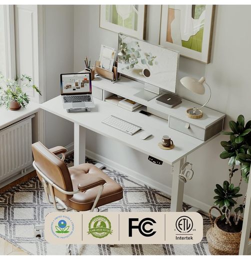 Electric Adjustable Height Desk with 2 Drawers