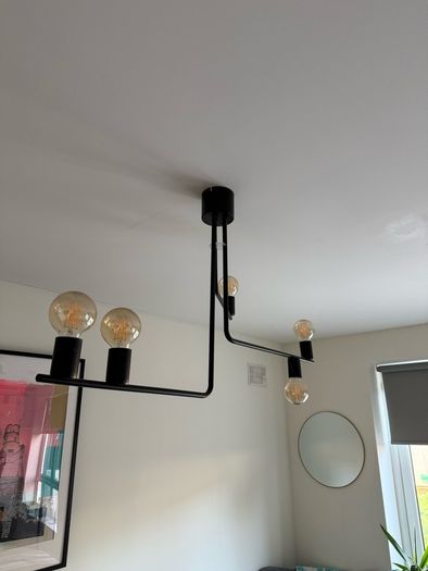 Modern Black 5-Light Industrial Ceiling Pendant - Vintage LED Bulbs