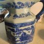 Vintage Blue And White Willow Pattern Jug 2.5 Pints Capacity Salamander Handle Image 2