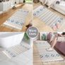Runner Area Rug 60x130 cm Blue Cotton Area Rug Washable Woven Area Rugs with Tassels, Printed Indoor Area Rug Runners for Hallways, Kitchen, Modern Rugs for Living room, Bedroom, Laundry (FREE POSTAGE) Image 3