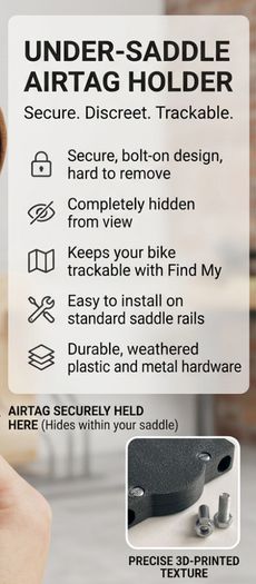 Under-saddle AirTag holder for bicycle