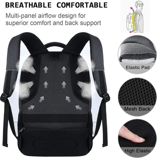 Laptop Backpack with USB Charging&Headphone Port,Anti-Theft Business Computer Rucksack with Breathable Padded Shoulder Strap, Water Resistant for School/Work/Travel