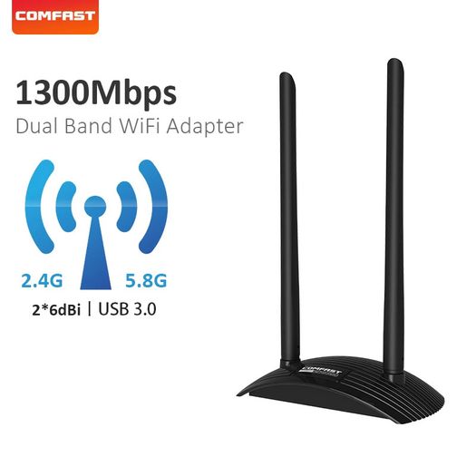 COMFAST Stellar Warship AC1300 Dual Band (2.4G/5G) USB Adapter/Dongle+Hotspot - 2x6dbi External Adjustable Antennas (Brand New/Warranty)