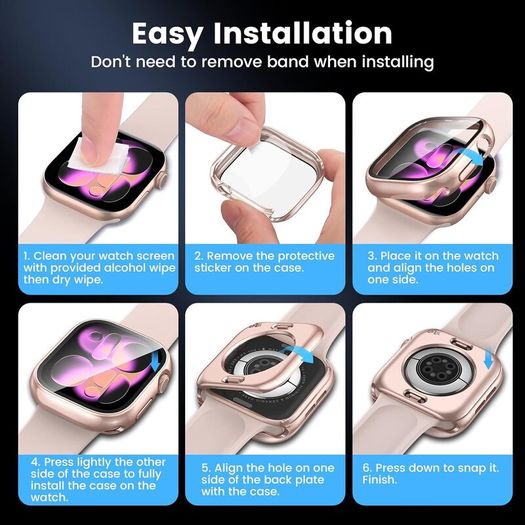 [2 in 1] Waterproof Case for Apple Watch Series 11/10 42mm Screen Protector,360 Protective PC Cover Tempered Glass,Front & Back Bumper for iPhone Watch 42mm