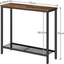 Slim Console Table with Storage, Narrow Console Table for Hallway, Industrial Hallway Table, Slim Sofa Table for Living Room, Bedroom, Rustic Brown and Black Image 2
