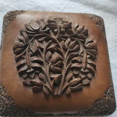 Oriental hardwood carved jewellery box