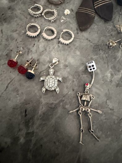 Vintage Sterling Silver Jewellery Lot Rings, Earrings, Pendant Tribal Pieces
