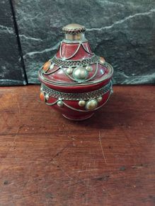 Moroccan Ceramic and Brass Jar