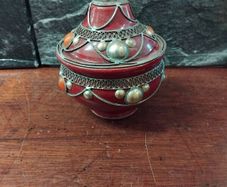 Moroccan Ceramic and Brass Jar