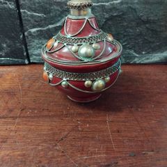 Moroccan Ceramic and Brass Jar