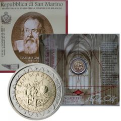 San Marino 2 Euro Base Metals Brilliant Uncirculated Coin 2005 - World Year of Physics Galileo Galilei - 2 Euro Commemorative Coin