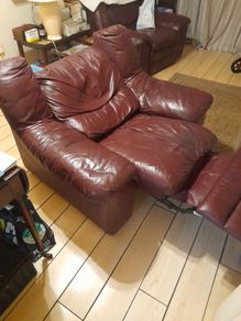 Burgundy leather recliner armchair
