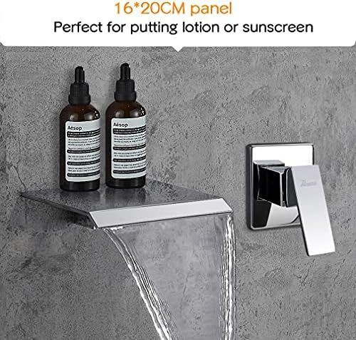 Wall Mounted Basin Taps Brass Waterfall Bathroom Faucet with 20cm Wide Spout