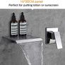 Wall Mounted Basin Taps Brass Waterfall Bathroom Faucet with 20cm Wide Spout Image 7