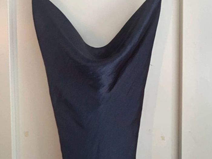 Brand New ASOS design Navy Satin Cowl Neck Maxi Dress - Lace Up Back - UK 16