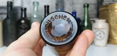 82 - Vintage Kruschen Salts Dark Brown Glass Bottom Embossed Bottle