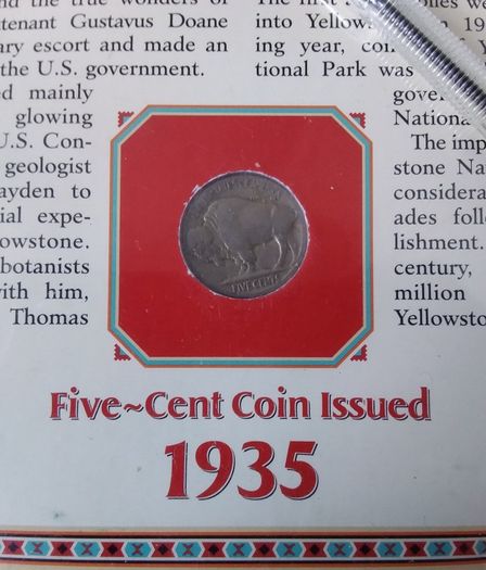 U.S.A. Mint Stamps : Buffalo Nickel Stamp And Coin Panel : " Yellowstone National Park "
