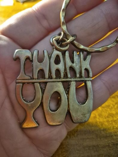 Vintage Stamped Thank You Keyring