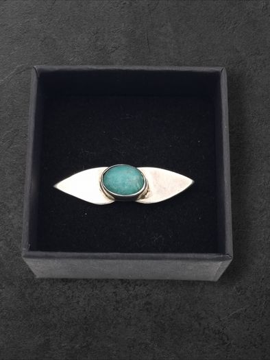 925 Vintage Sterling Silver Turquoise Brooch, 1982