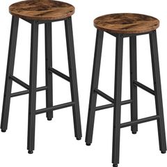 Bar Stools Set of 2, Kitchen Breakfast Bar Chiars, Industrial 63 cm Height Stools for Dining Room, Kitchen, Solid and Stable, Rustic Brown and Black