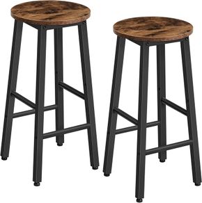 Bar Stools Set of 2, Kitchen Breakfast Bar Chiars, Industrial 63 cm Height Stools for Dining Room, Kitchen, Solid and Stable, Rustic Brown and Black