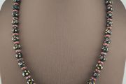 Vintage Venetian Style Thousand Eyes &amp; Chevron Glass Beads Necklace
