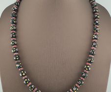 Vintage Venetian Style Thousand Eyes & Chevron Glass Beads Necklace