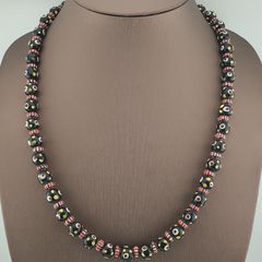 Vintage Venetian Style Thousand Eyes & Chevron Glass Beads Necklace