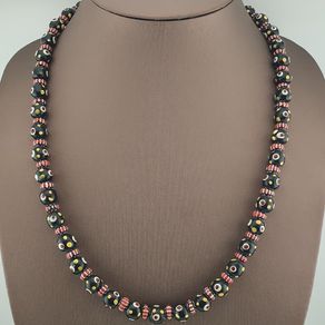 Vintage Venetian Style Thousand Eyes & Chevron Glass Beads Necklace