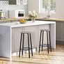 Round Bar Stools Set of 2, Breakfast Bar Chairs with Footrest for Kitchen, Pub Stools, Sturdy Metal Frame, for Dining Room, Kitchen, Party, Industrial, Greige and Black Image 3