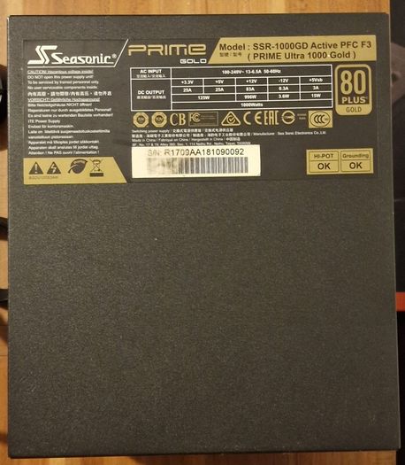 Seasonic PRIME Ultra 1000 Gold SSR-1000GD Acctive PFC F3