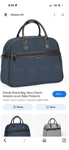 icandy peach navy check changing diaper bag and footmuff