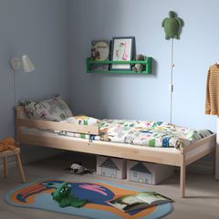 Bed frame with slatted bed base+foam mattress for kids
